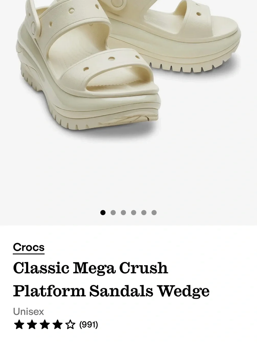 CROCS Platform Sandal in Off-White/Cream